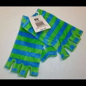 Hot Topic Green And Blue Velour Fingerless Gloves